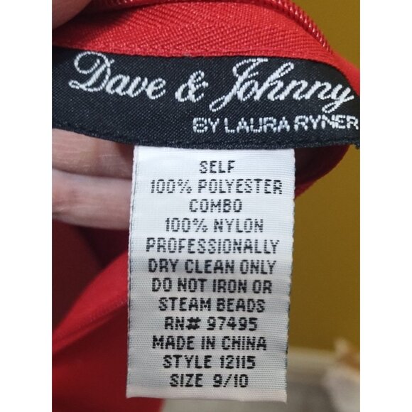 VTG Y2K Dave & Johnny By Laura Ryner Strappy Red Fit & Flare Long Dress Size 9 - Picture 6 of 6